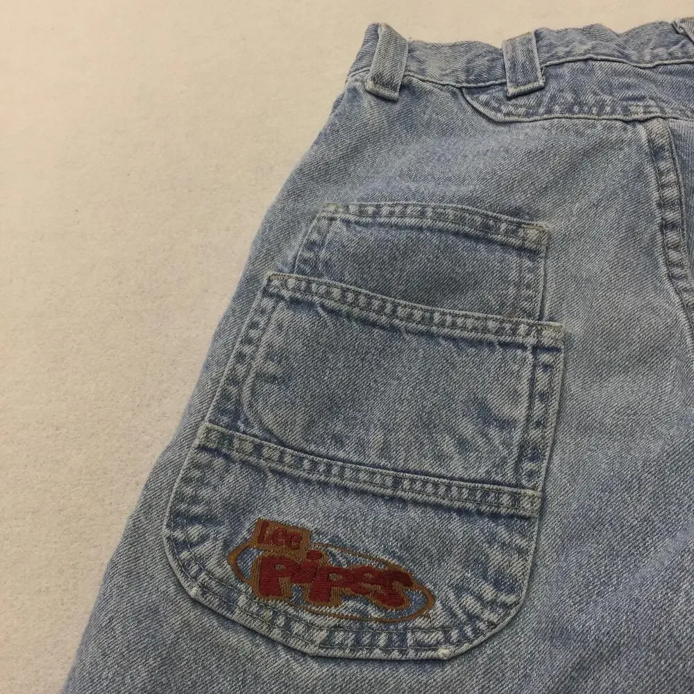 Lee Pipes Shorts Boys 8 Blue Light Wash Denim Relaxed Bermuda Casual Summer